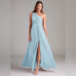 AZAZIE BROOKE
Sky Blue A-Line One Shoulder Chiffon Dress